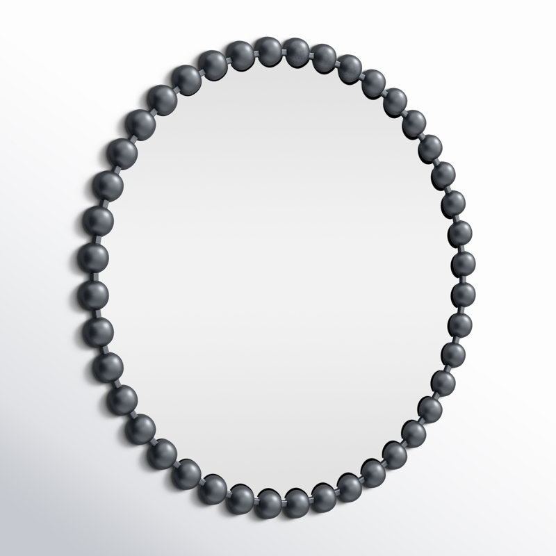 Marlowe Beaded Round Wall Mirror, 36" x 36", Black