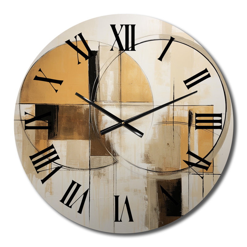 Exquisite Nostalgia Retro Gold Geometric Metal Wall Clock, Medium