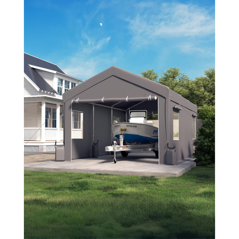 20'x10'x11' Heavy-Duty Portable Garage with Canopy, Front and Back Doors, Roll-Up Windows, Carport Shelter Reinforced Structure for Cars, Trucks, Boats, and Parties