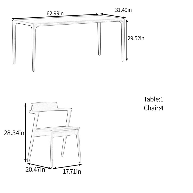 Ensemble de tables multifonctionnelles entièrement en bois massif, H 29,52 po x L 62,99 po x l 31,49 po