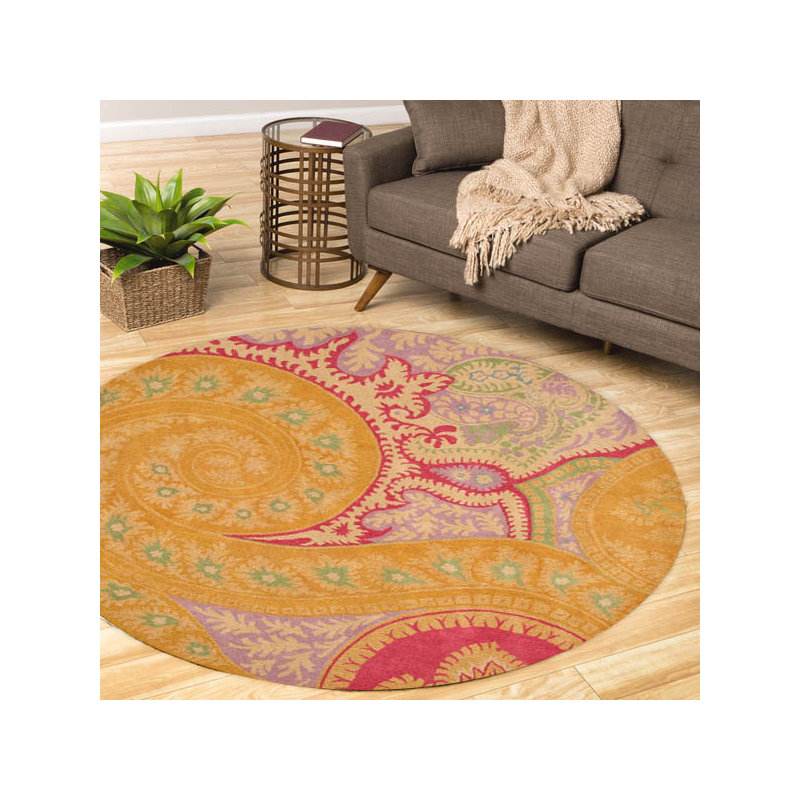 Opulent Nina Black Hand Tufted Wool Orange Transitional Floral Area Rug, Rectangle 4' x 6'