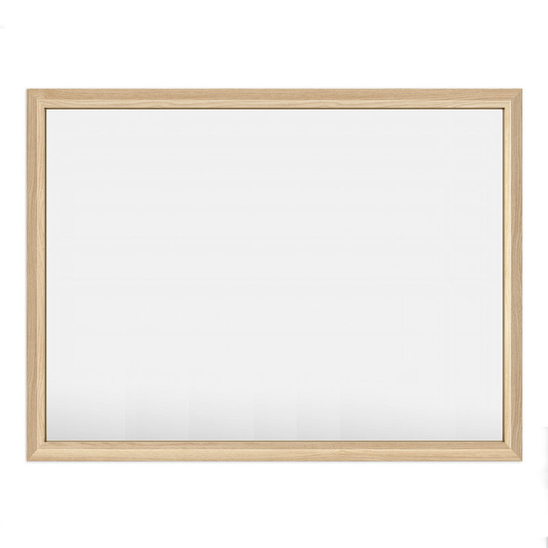 Miroir mural en verre trempé et alliage d'aluminium Amara, 48 po x 36 po, Bois jaune clair