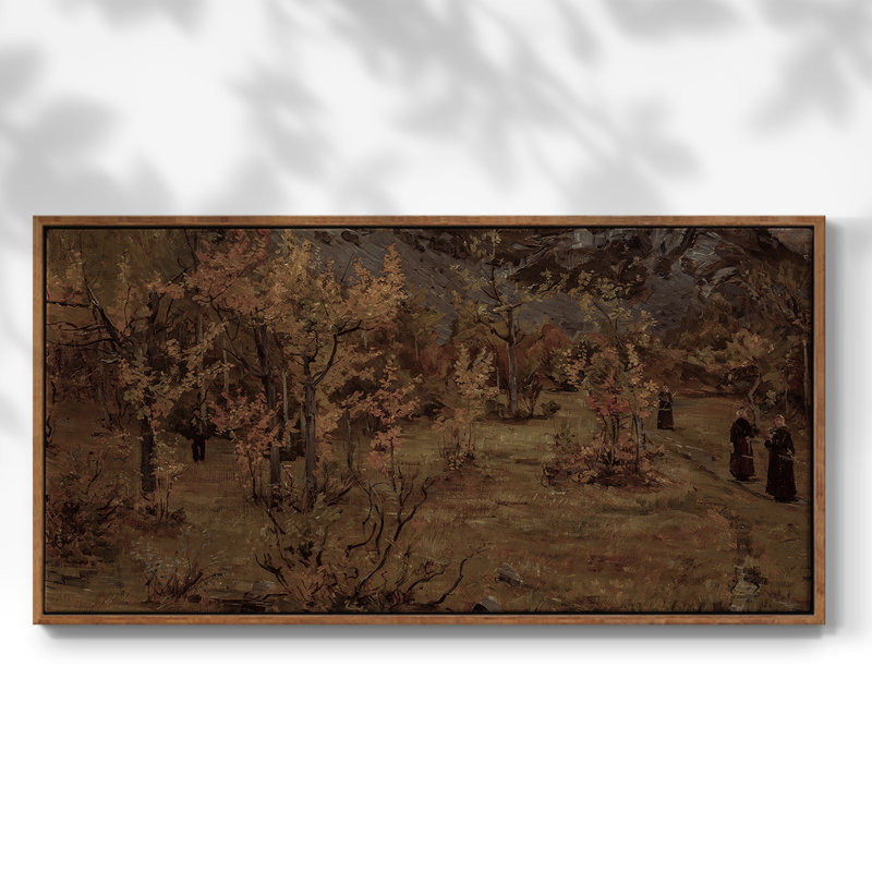Série paysage - DCCL XXII - Toile tendue avec châssis tendue, prête à être accrochée, H 25 po x l 49 po, Noyer