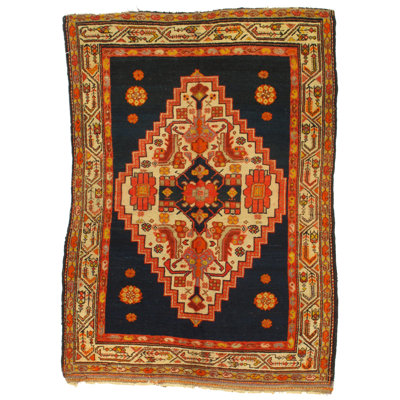 Tapis en laine orange/noir 4 pi 1 po x 5 pi 9 po main one-of-kind noué la Laholm