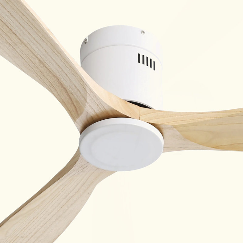 Ventilateur de plafond en bois 52 pouces avec 3 pales en bois massif Télécommande réversible sans moteur à courant continu