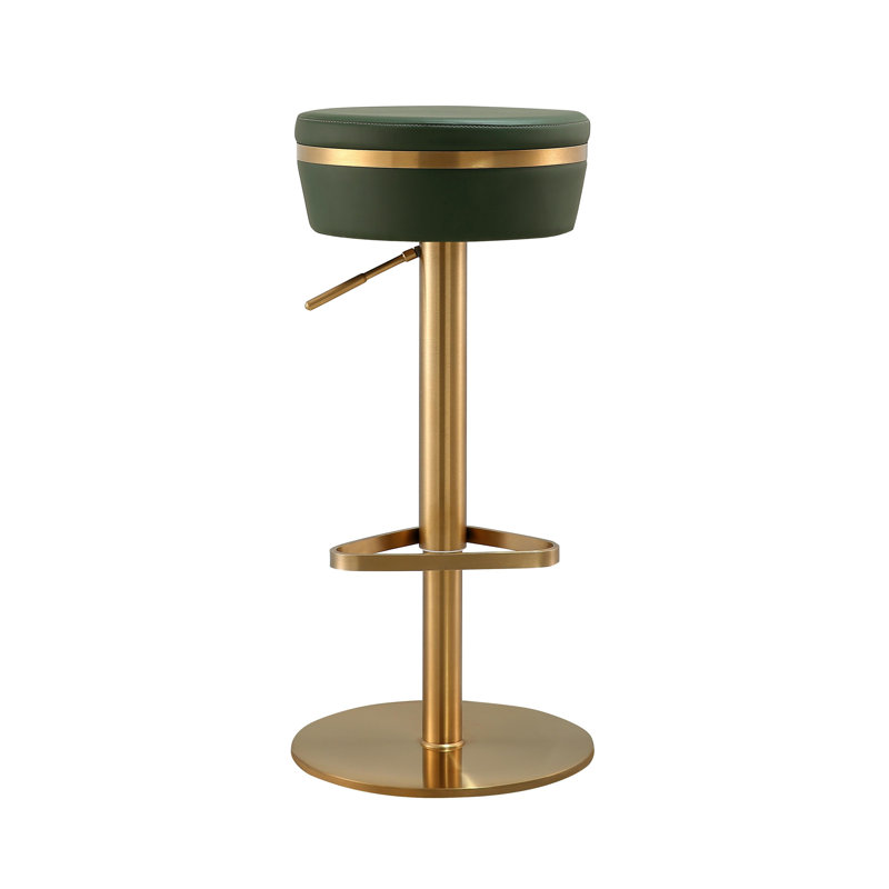 Swivel Upholstered Adjustable Height Counter Stool, Green Leather