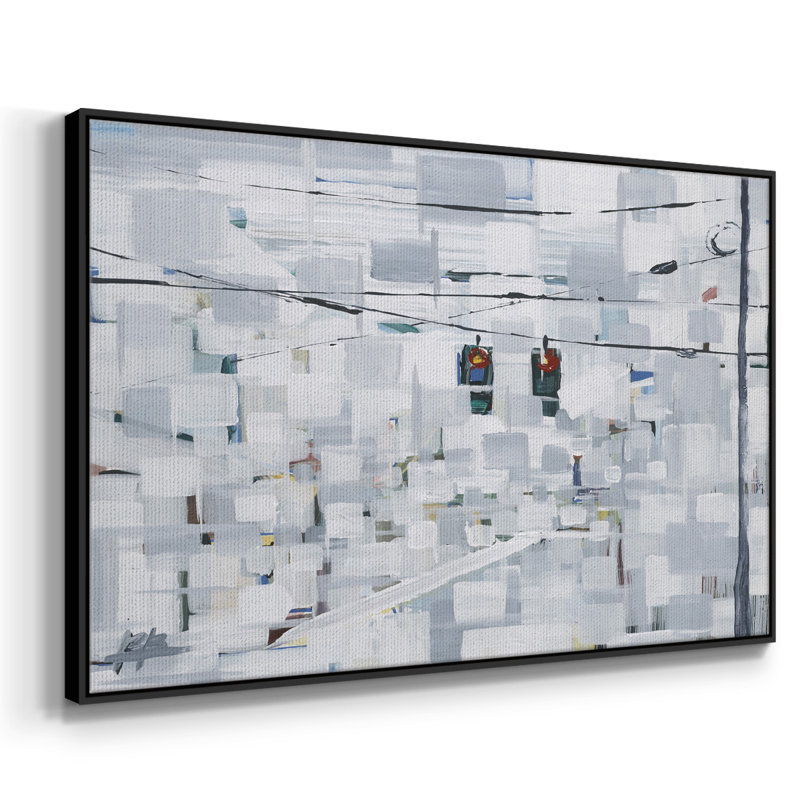 " Stop On White ", 27" H x 41" W x 2" D, Black Floater Framed Canvas