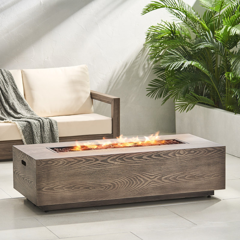 Foyer d'extérieur 48 po au propane rectangulaire en fer de 48 po (couvercle non inclus), H 15,05 po x l 56,05 po x P 26,3 po