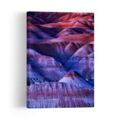 Undulating Color Waves Abstract Colorful Dramatic Violet Landscape Nature Wall Art Print 1 Piece Wrapped Canvas Wall Art
