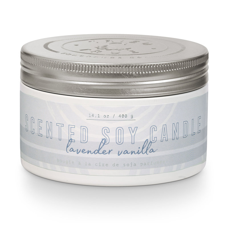 Essayé et véritable grande boîte, lavande vanille, 14,1 oz blanc / étain argenté