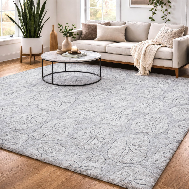 Premium Machine Washable Dream Shag ADS189 Sand Dollar Rug, Gray, 9' x 12'