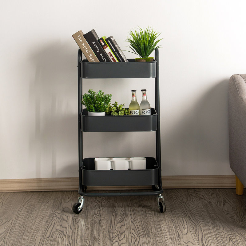 31.1'' H x 17.7'' W Utility Cart with Wheels, Grey