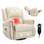 Fauteuil inclinable manuel chauffant chauffant avec chaise berçante et pivotante en tissu chauffant, beige