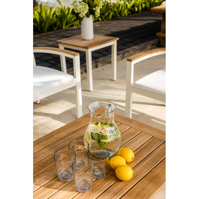 SoHo 40" Rectangle Teak Aluminum Outdoor Coffee Table, White