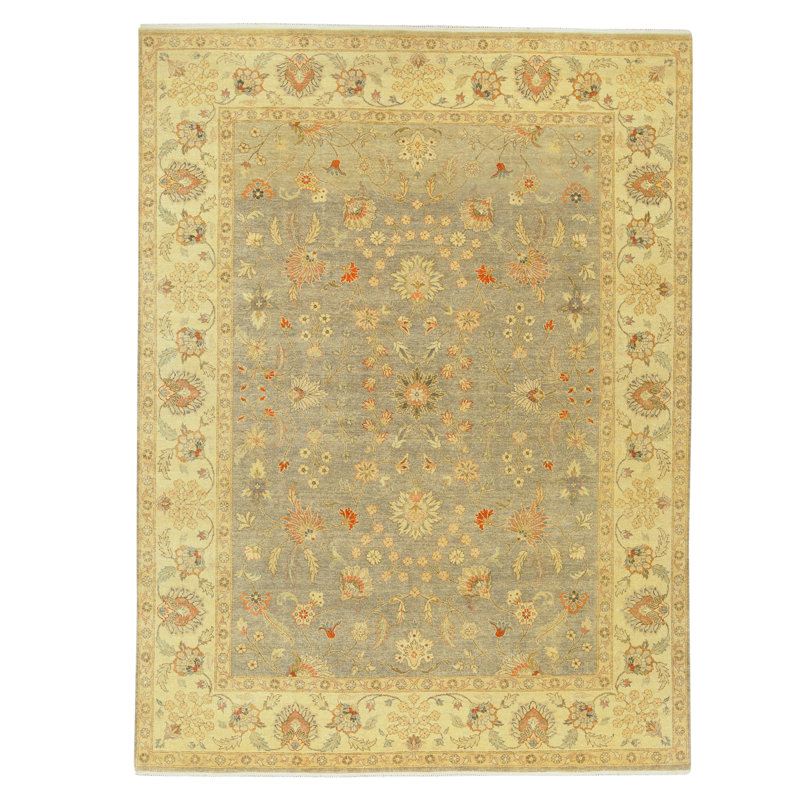 Tapis chameau et ivoire noué à la main de haute qualité