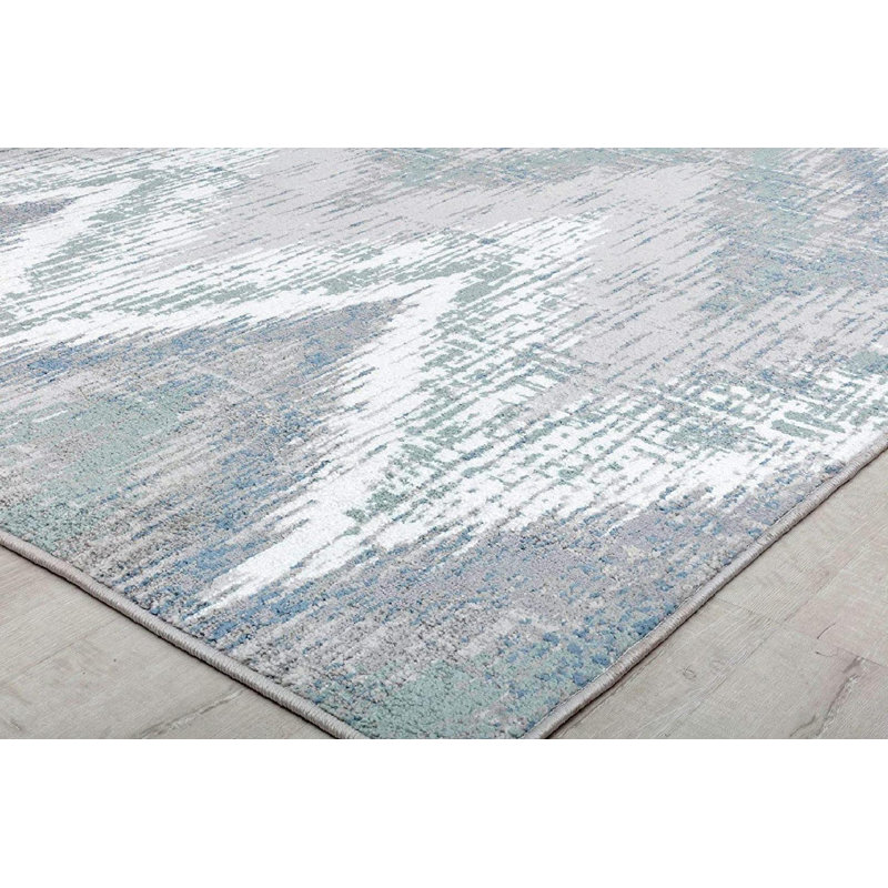 Tapis ivoire à motif menthe rétro Ivida, Rectangle 8 pi x 10 pi