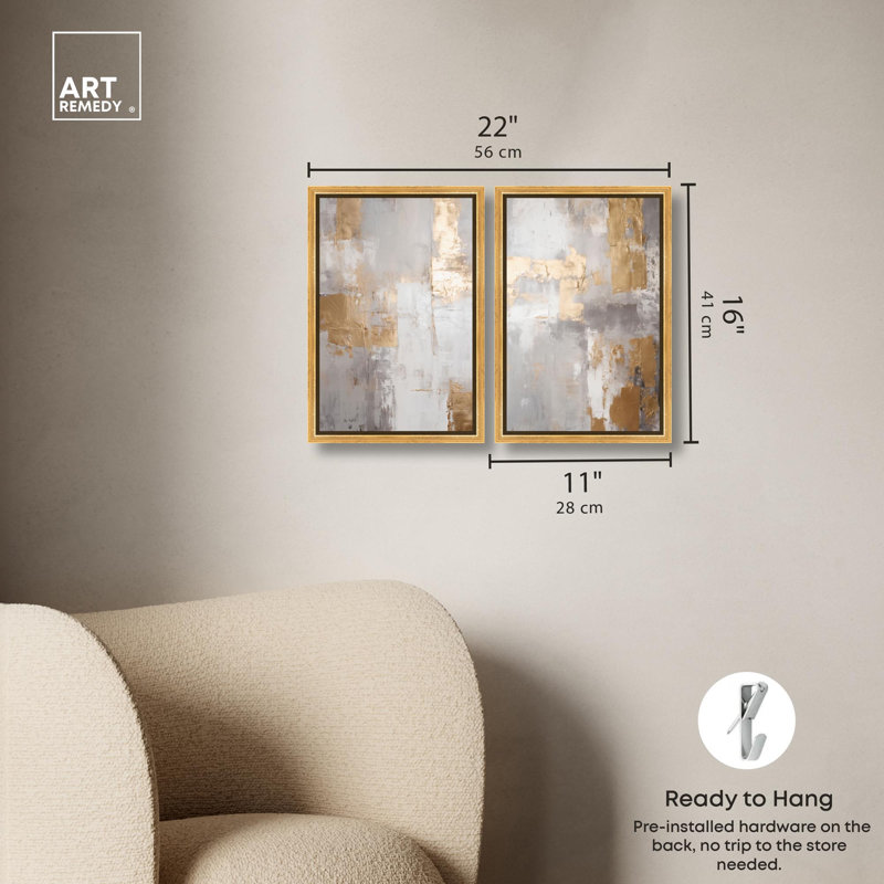 Tranquility Gold Art , Impression dans un cadre flottant sans passe-parto, H 16 po x l 11 po, Gold