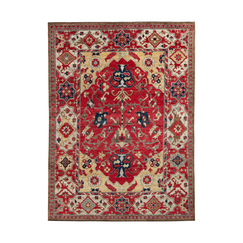 Rug & Kilim’S Transitional Rug In Red And Beige-Brown Floral Pattern, Runner 3' x 10'