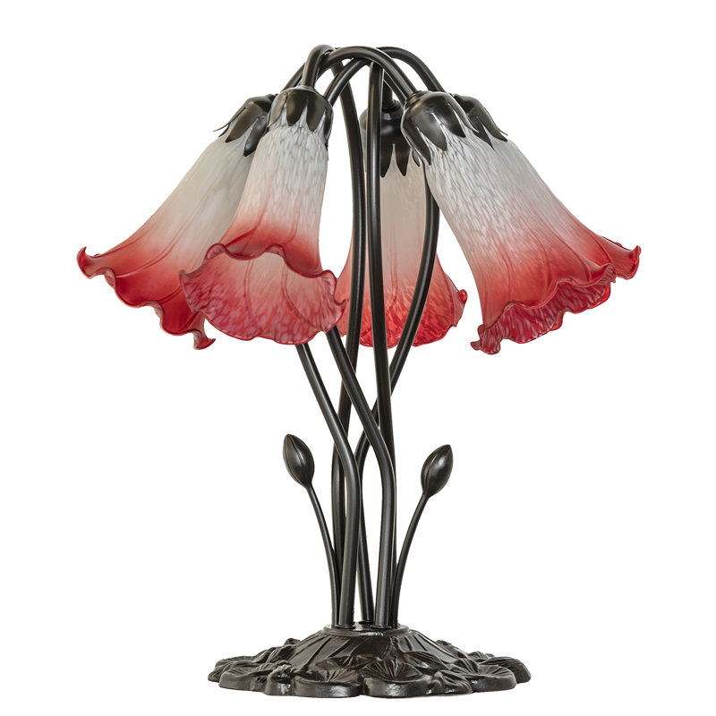 Tiffany Table Lamp, In-Line, Pink/White