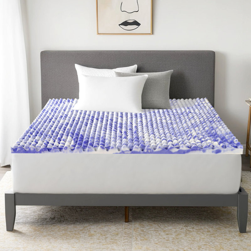 2" Reversing Purple Gel Memory Foam Mattress Topper with waterproof mattress  protector, Queen