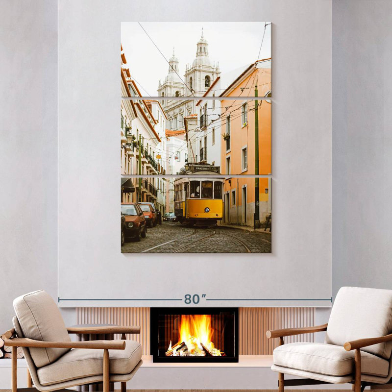 Mehar Alfama Yellow Tram, 74" H x 48" W