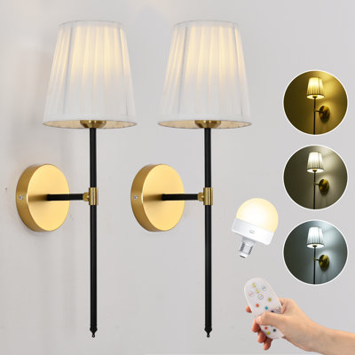 Mercer41 1-Light Dimmable LED Wallchiere, RGB Colored Wall Sconce (Set of 2 & Included Bulb)