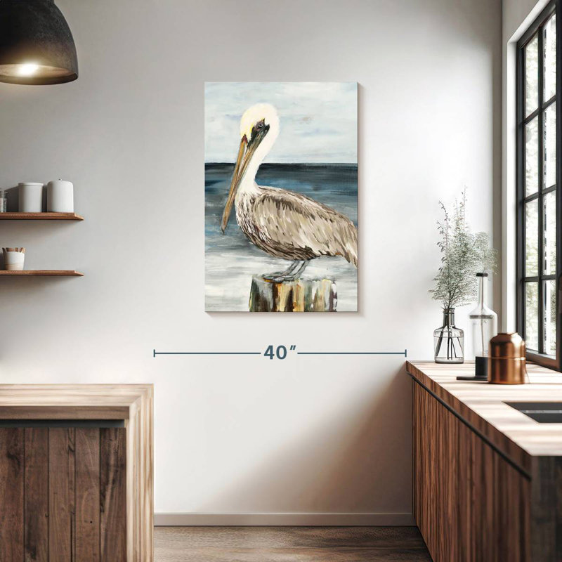 Brampt Muted Perched Pelican, 36" H x 24" W