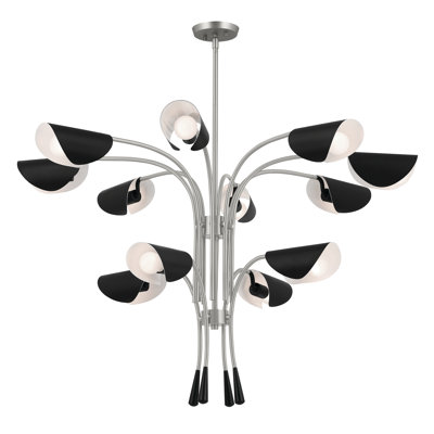 12 - Light Steel Dimmable Tiered Chandelier