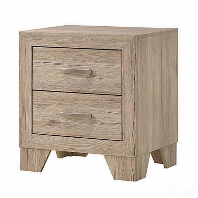 Table de chevet 2 tiroirs, naturel