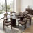 Lyddia 6-Person Dining Table Set With Upholstered Dining Chairs & Fluted Double Pedestal Base-129681407-129681402