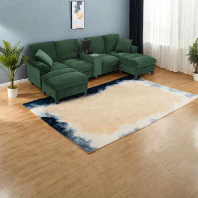 Canapé modulaire spacieux en velours côtelé avec rangement pour le salon familial