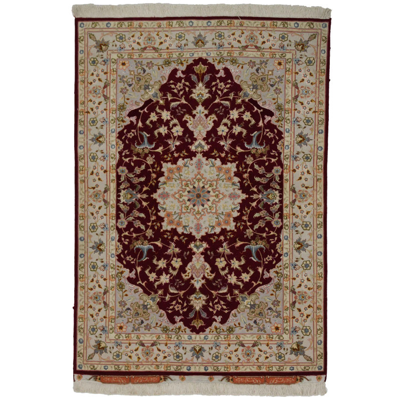 Necdet Oriental Area Rug in Burgundy