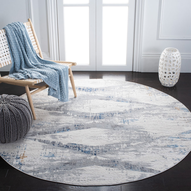 Amelia Cotton Geometric Rug, Round 6'7"