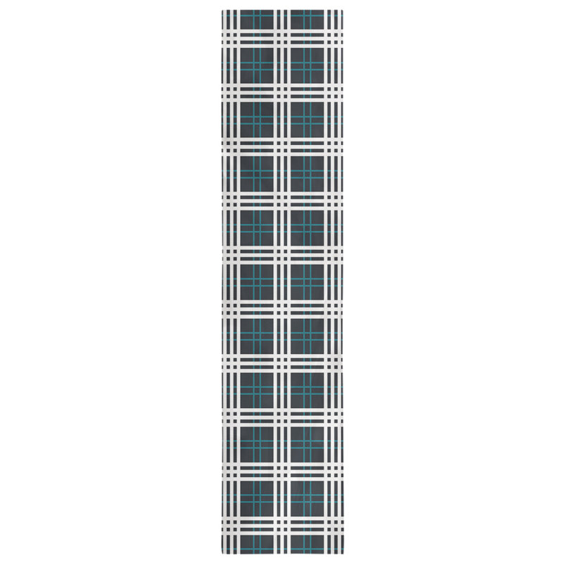 Paid Polyester Table Runner, 72" L x 16" W, Black/Teal/White