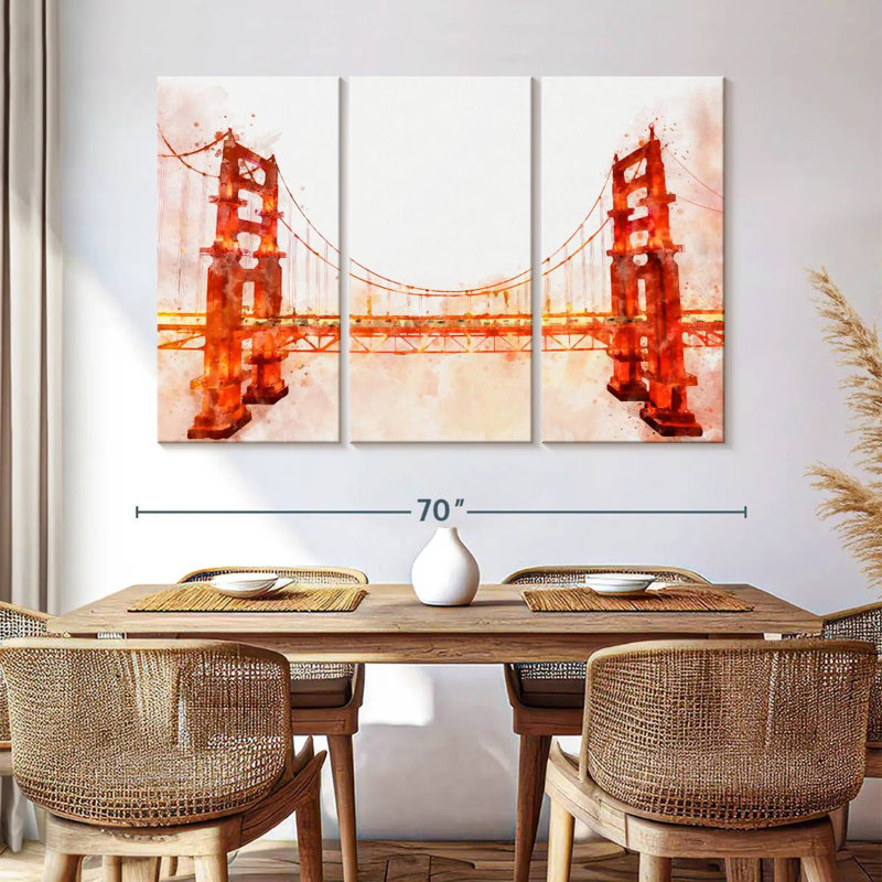 Golden Gate Bridge, aquarelle, H 42 po x l 65 po