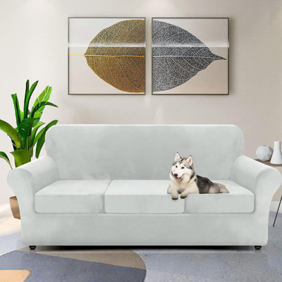 Suede Box Cushion Sofa Slipcover