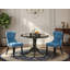 L'ensemble de table de salle à manger 3 pièces pour petits espaces comprend une table de salle à manger ronde avec Dropleaf et 2 chaises Parsons en tissu bleu, 42 po x 42 po, noir-1307738559-1307738558-1307738557