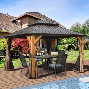 Dorey 12 Ft. W x 12 Ft. D Cedar Framed Patio Gazebo with Galvanized Steel Hardtop (incomplete box 2 of 4 only)