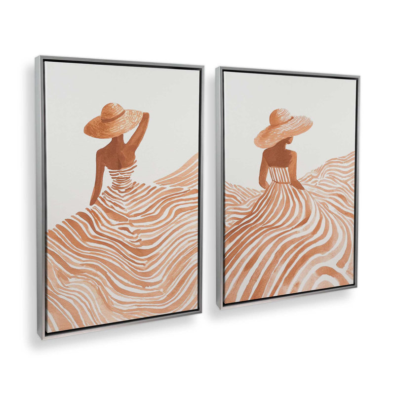 Desert Muse, ensemble de 2 impressions, 18 po x 12 po, Cadre flottant en chrome poli
