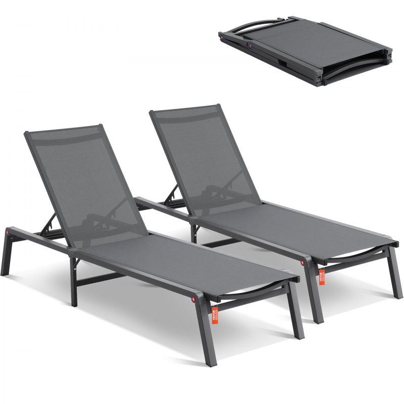 Chaise longue d'extérieur réglable à 5 positions pour 2 chaises longues