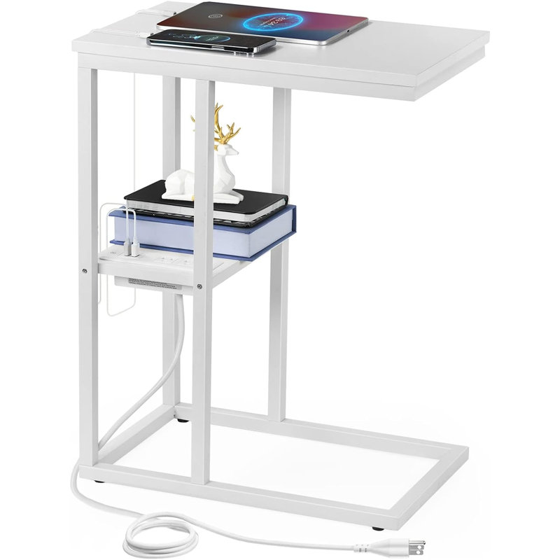 Table de chevet en métal Ainesh, Blanc