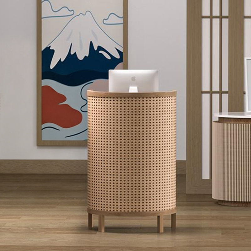 Bureau de réception rustique en bois manufacturé demi-cercle