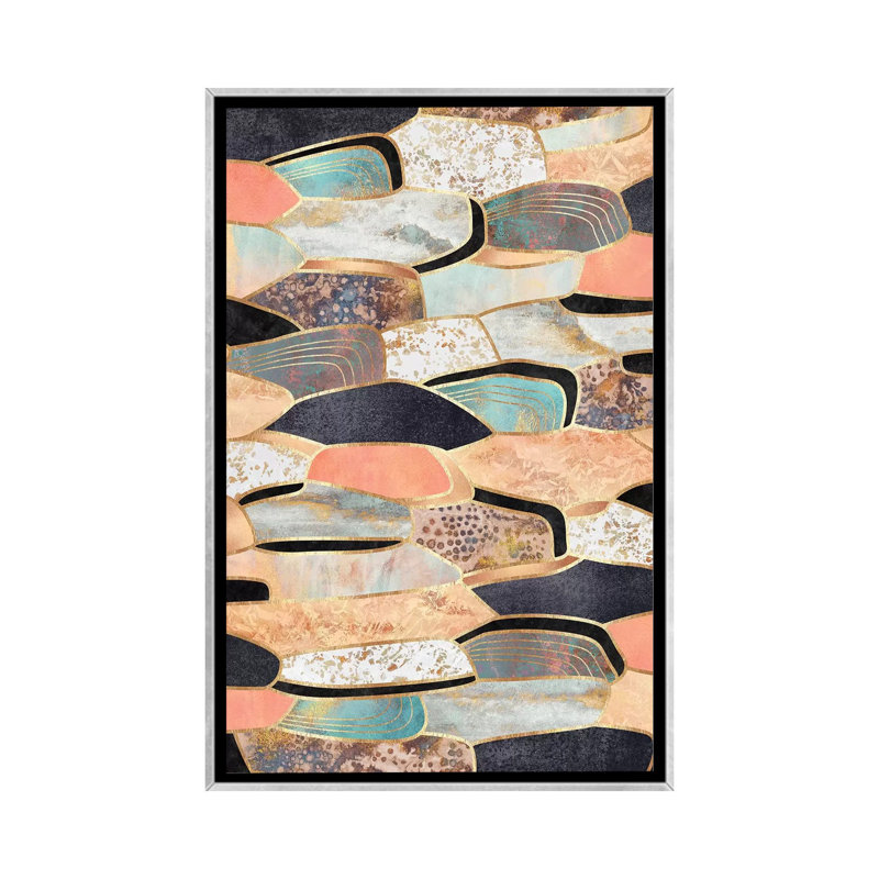 Jolie pierre par Elisabeth Fredriksson-impression d’art graphique, H 26 po x l 18 po x P 1,5 po, Toile avec cadre argenté