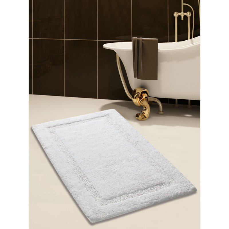 Ensemble de tapis pour salle de bain à rayures 100% coton Purifoy, Blanc