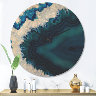 Blue Brazilian Geode - Modern Wood Wall Clock