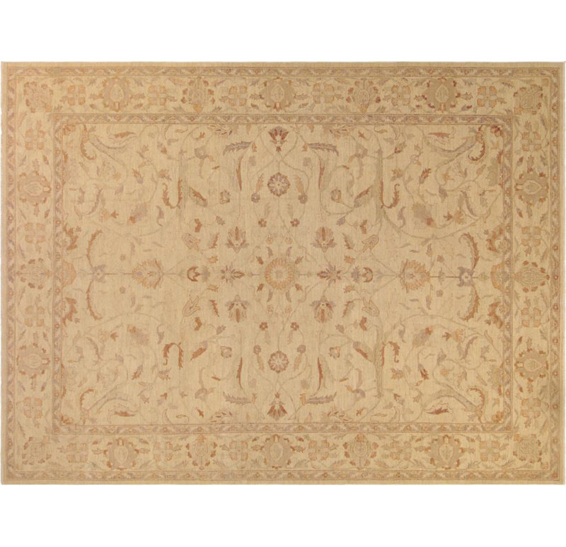 Tapis oriental gris / beige / brun en laine noué à la main 9 pi 5 po x 14 pi 5 po Grigori