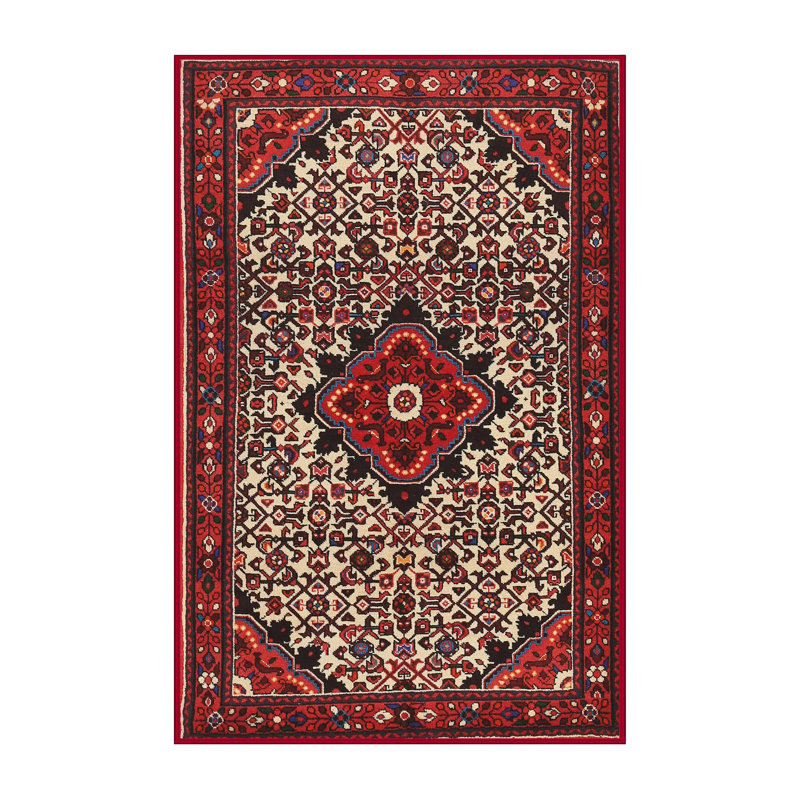 Tapis traditionnel mehroon/noir/crème Croton, Rectangle 4 pi x 6 pi