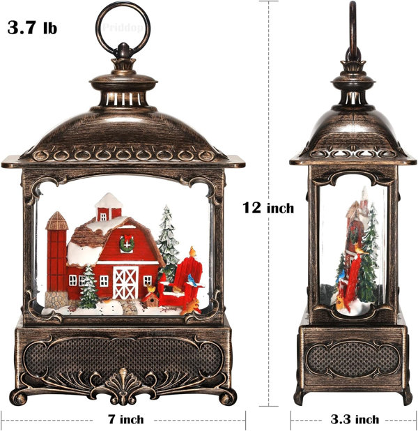 Christmas Musical Snow Globe Lantern, 10.82 inch Battery Operated Spinning Water Glitter Lighted Snow Globe Christmas (Santa Claus and Sleigh) The Hol