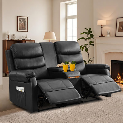 Causeuse inclinable manuelle avec porte-gobelets et console de rangement pour le salon, le véhicule récréatif et le cinéma maison