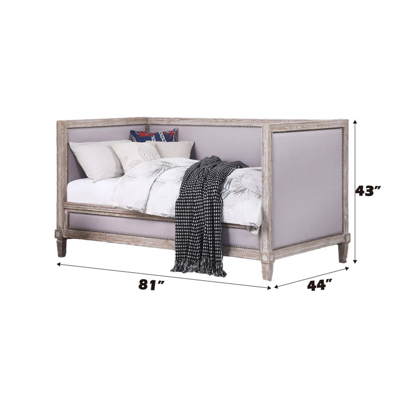 Lit de jour Charlton Linen (simple), Beige et chêne